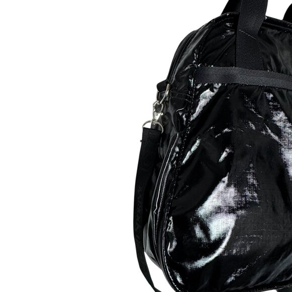 LeSportSac Black Shiny Vertical Overnighter Bag NWT detachable Strap - Picture 5 of 11